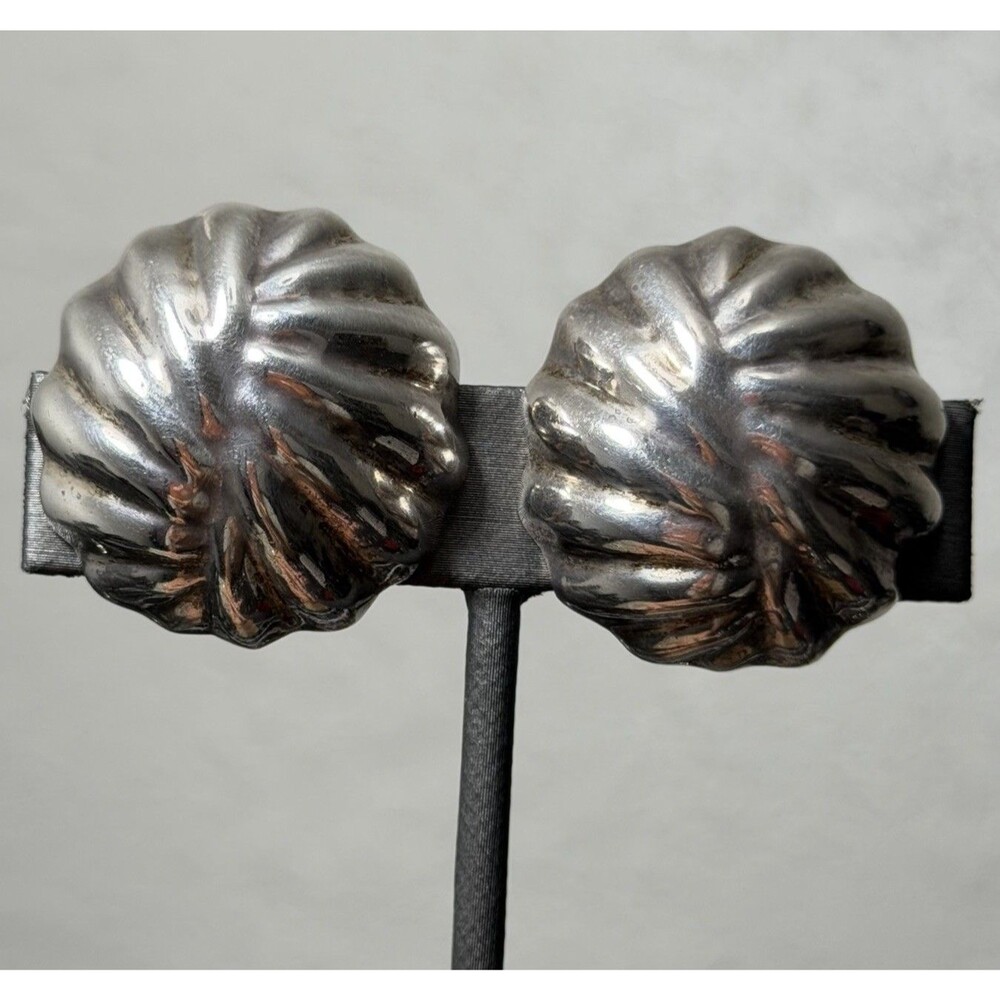 Vintage Taxco Mexico Sterling Silver Clip On Earrings